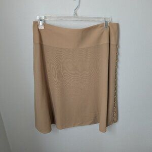 Rena Lange Women's Tan/Camel Skirt With Side Decorative Buttons, 14